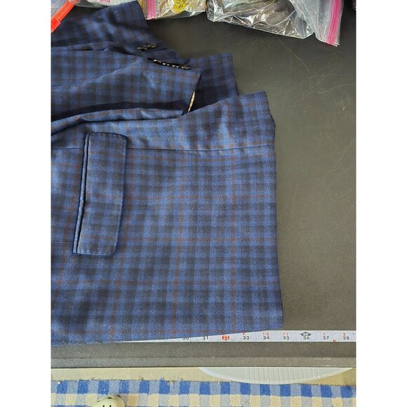 TailoRED  x Ermenegildo Zegna Cloth Plaid Wool Silk Sports Coat Size 56L Jacket - Picture 7 of 13